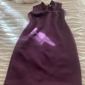 Calvin Klein Womens Ruffled Collar Scuba Sheath Dress, Purple, 8